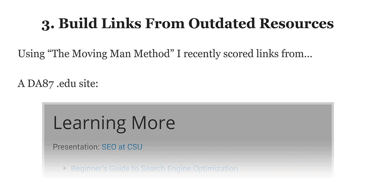 Build links from outdated resources