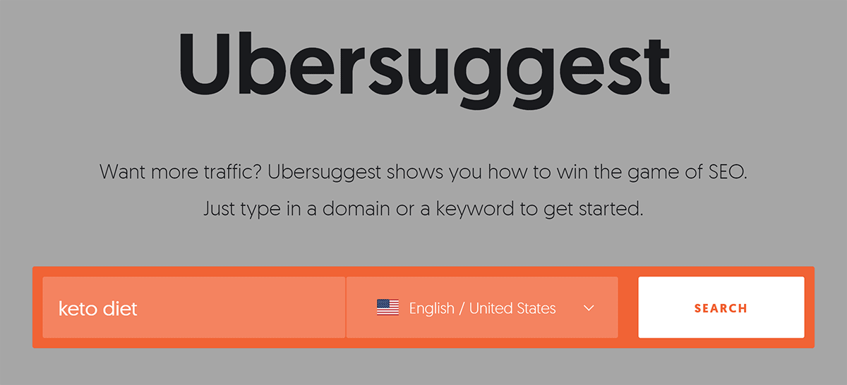 Ubersuggest – Keyword input